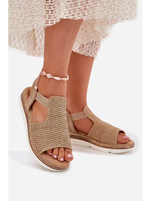 Women's Sandals With Braiding Beige-Gold Jelana
