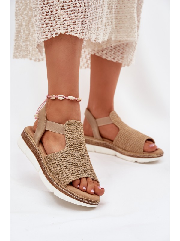 Women's Sandals With Braiding Beige-Gold Jelana 2