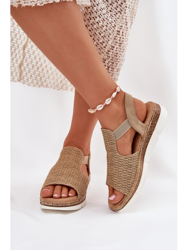 Women's Sandals With Braiding Beige-Gold Jelana