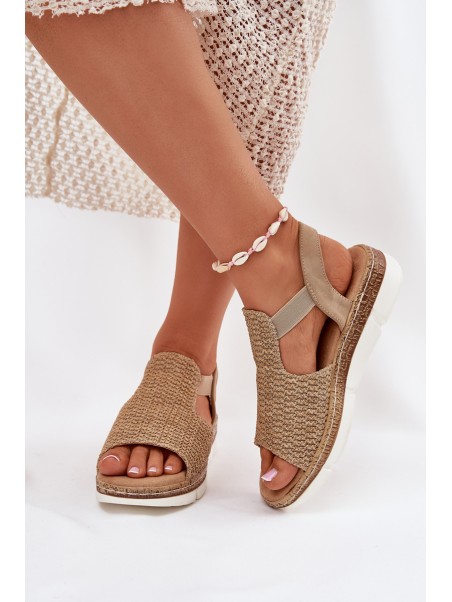 Women's Sandals With Braiding Beige-Gold Jelana