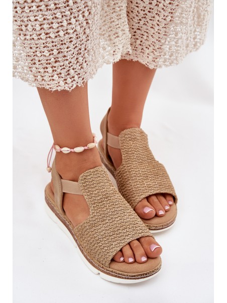 Women's Sandals With Braiding Beige-Gold Jelana