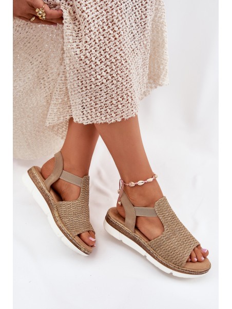 Women's Sandals With Braiding Beige-Gold Jelana