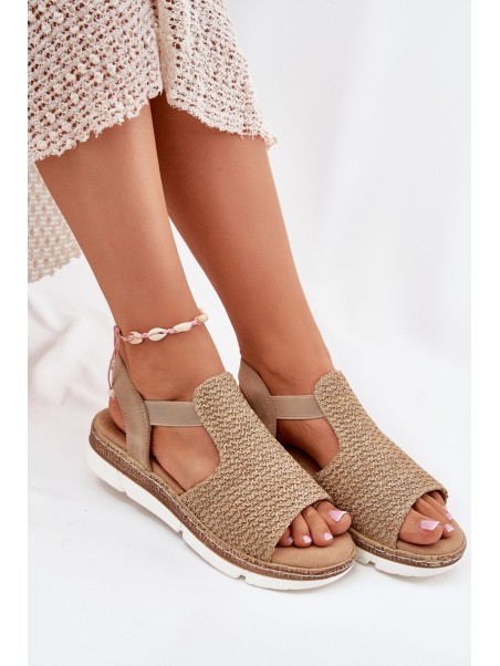 Women's Sandals With Braiding Beige-Gold Jelana