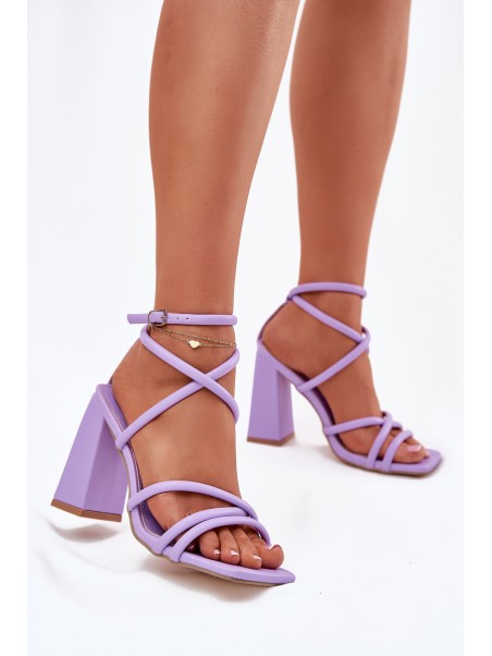 Ladies Sandals On Heel With Straps Purple Ciarilora