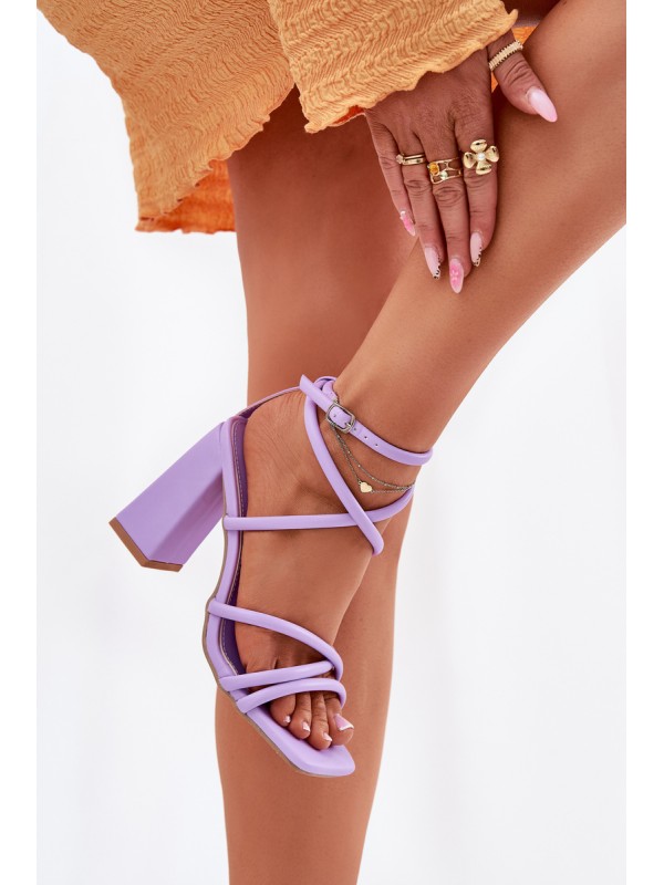 Ladies Sandals On Heel With Straps Purple Ciarilora 2