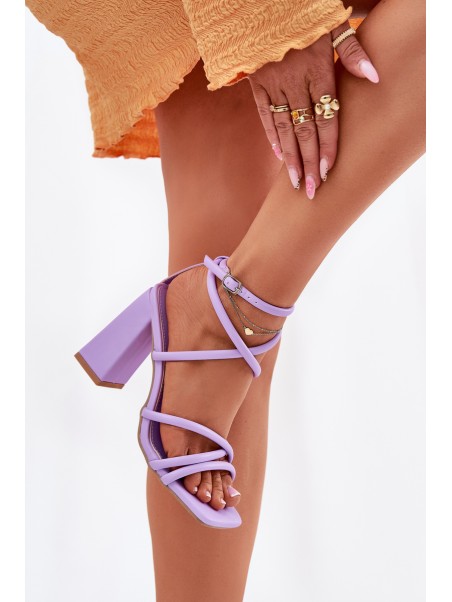 Ladies Sandals On Heel With Straps Purple Ciarilora