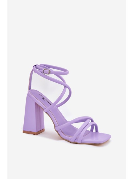 Ladies Sandals On Heel With Straps Purple Ciarilora