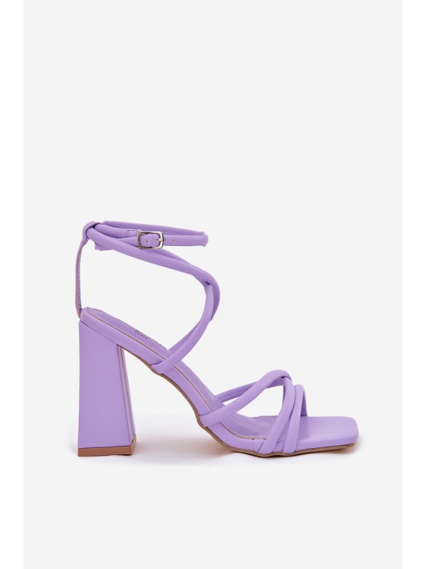 Ladies Sandals On Heel With Straps Purple Ciarilora