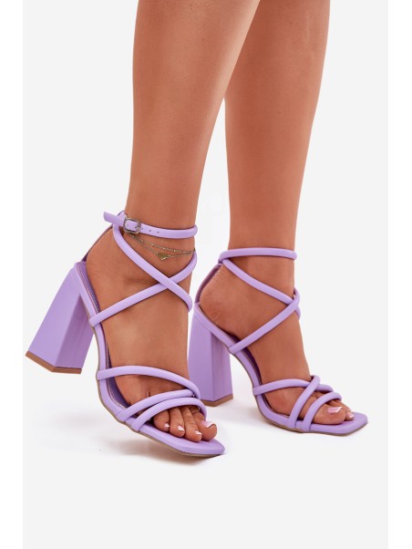 Ladies Sandals On Heel With Straps Purple Ciarilora
