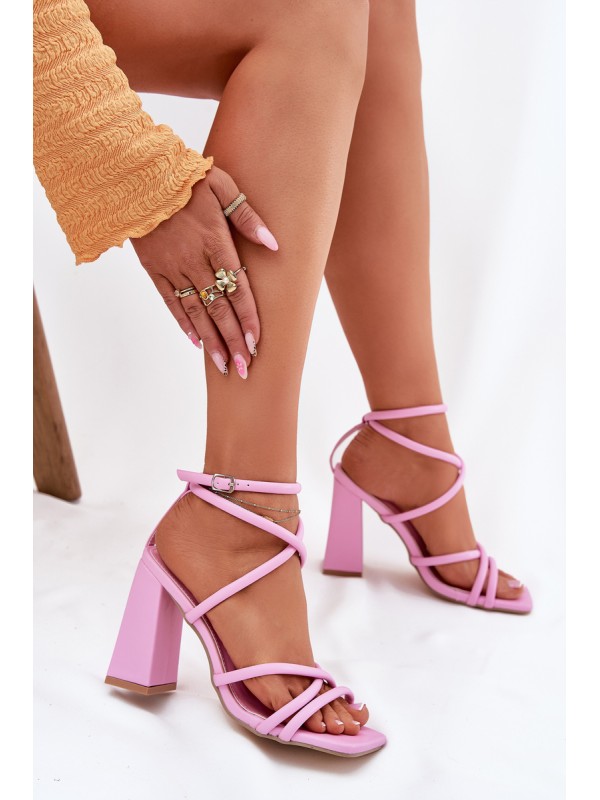 Women's heeled sandals with straps pink Ciarilora