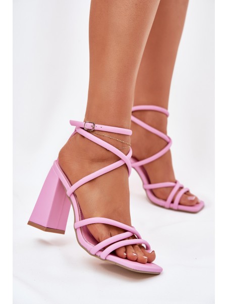 Women's heeled sandals with straps pink Ciarilora