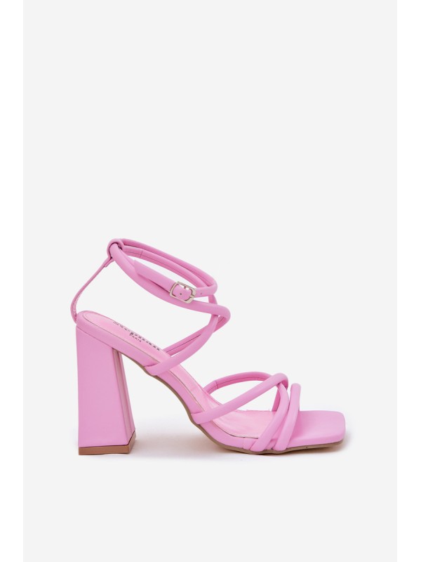 Women's heeled sandals with straps pink Ciarilora