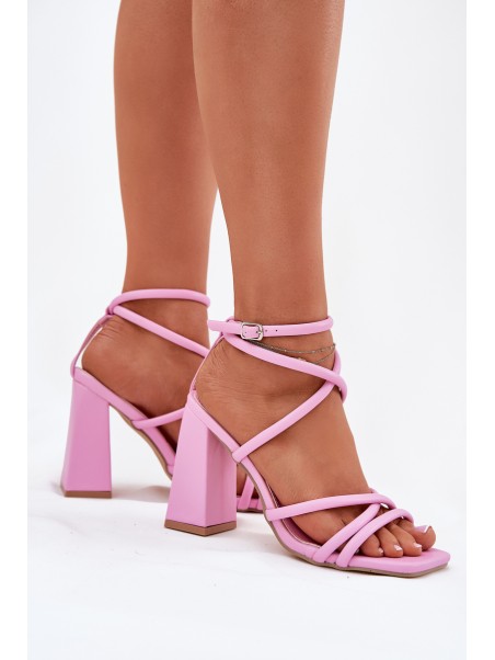 Women's heeled sandals with straps pink Ciarilora