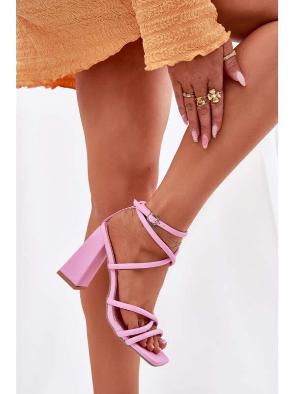 Women's heeled sandals with straps pink Ciarilora