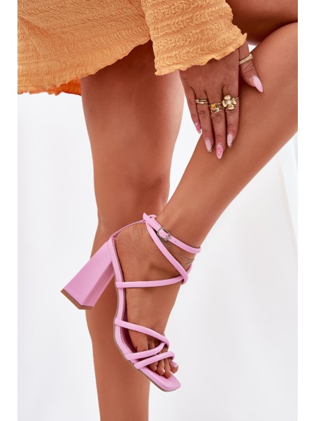 Women's heeled sandals with straps pink Ciarilora