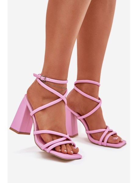 Women's heeled sandals with straps pink Ciarilora