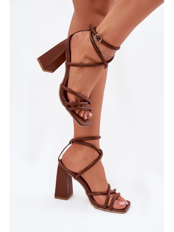 Women's Heeled Sandals With Straps Brown Ciarilora