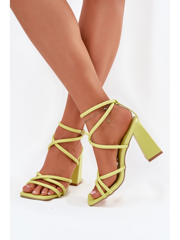 Women Sandals On Heel With Straps Lime Ciarilora