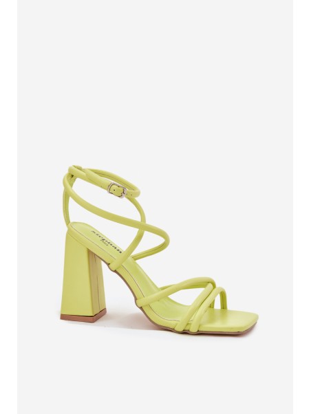 Women Sandals On Heel With Straps Lime Ciarilora