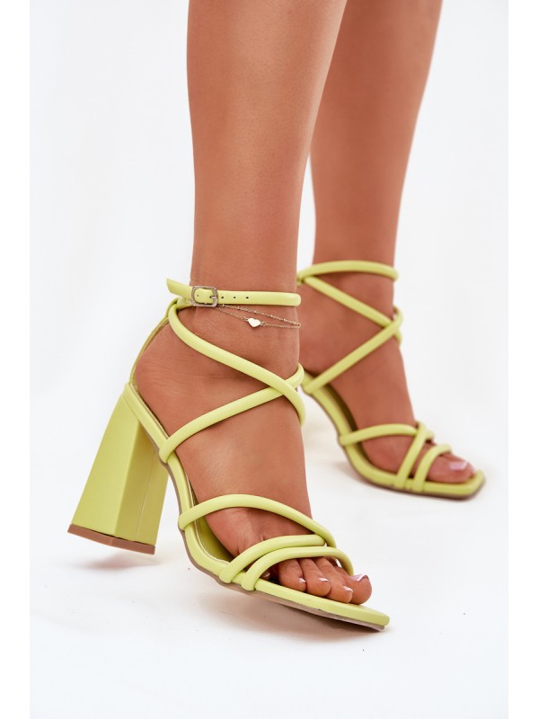 Women Sandals On Heel With Straps Lime Ciarilora