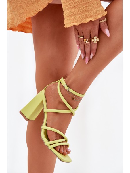 Women Sandals On Heel With Straps Lime Ciarilora