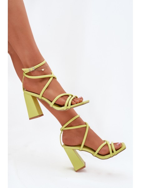 Women Sandals On Heel With Straps Lime Ciarilora