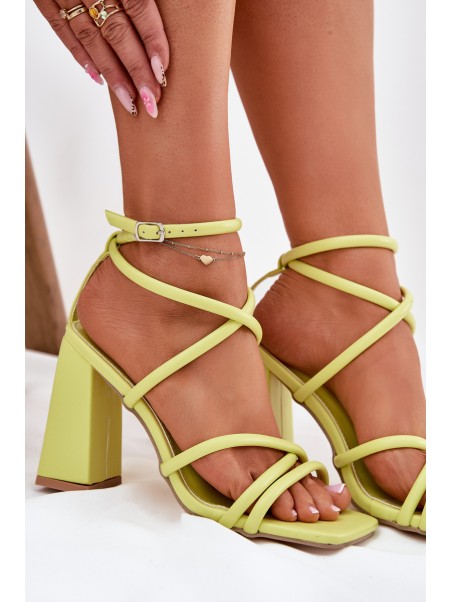 Women Sandals On Heel With Straps Lime Ciarilora