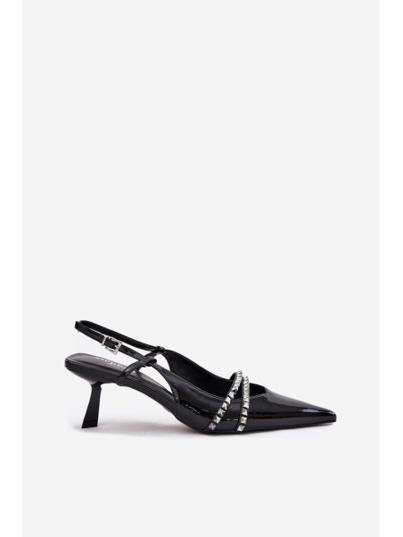 Lacquered Stiletto Heels With Decorative Straps Jelmia