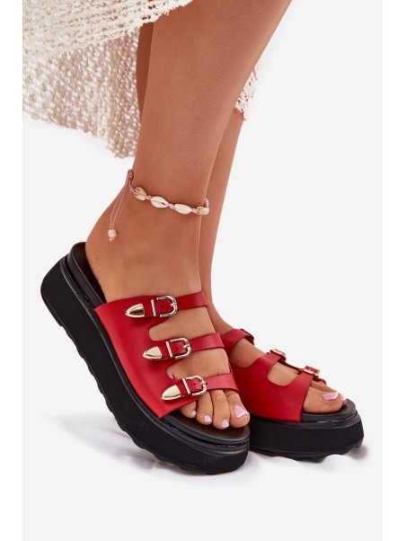 Ladies Platform Sandals With Straps Red Nimiotte