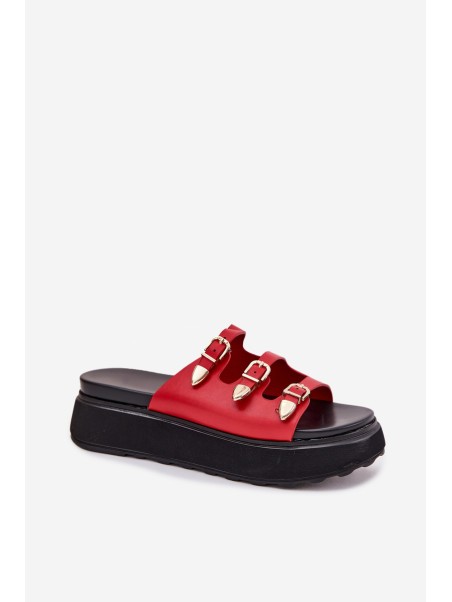 Ladies Platform Sandals With Straps Red Nimiotte