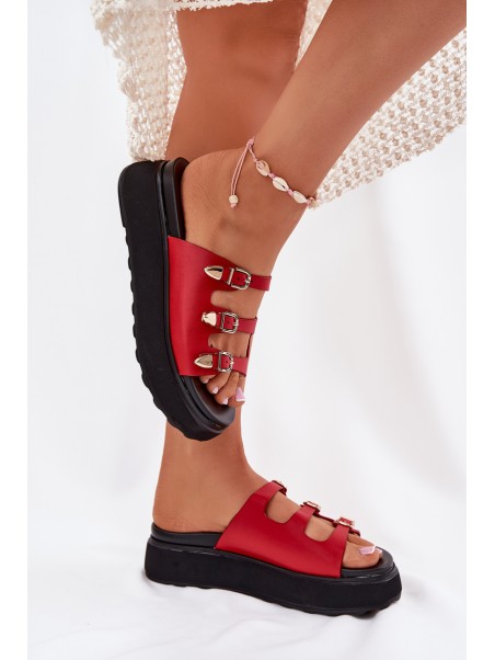 Ladies Platform Sandals With Straps Red Nimiotte