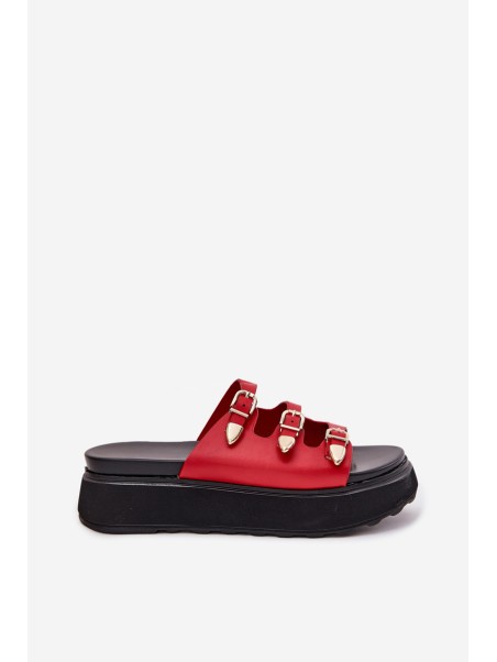 Ladies Platform Sandals With Straps Red Nimiotte