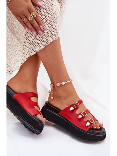 Ladies Platform Sandals With Straps Red Nimiotte