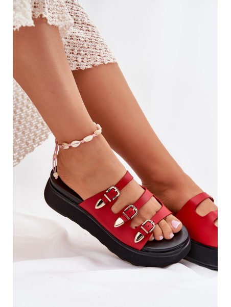 Ladies Platform Sandals With Straps Red Nimiotte