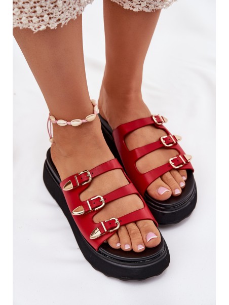 Ladies Platform Sandals With Straps Red Nimiotte