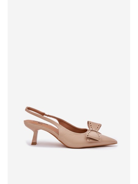 High Heel Shoes With Bow Beige Folesca