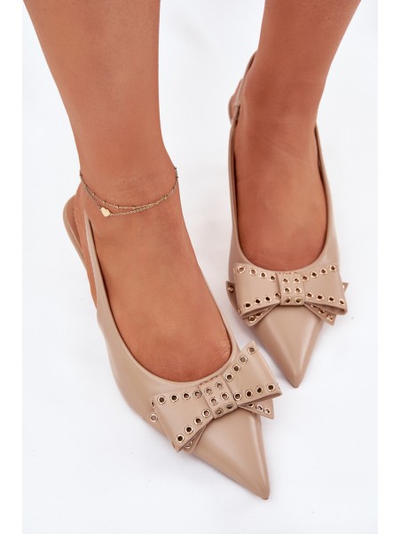 High Heel Shoes With Bow Beige Folesca