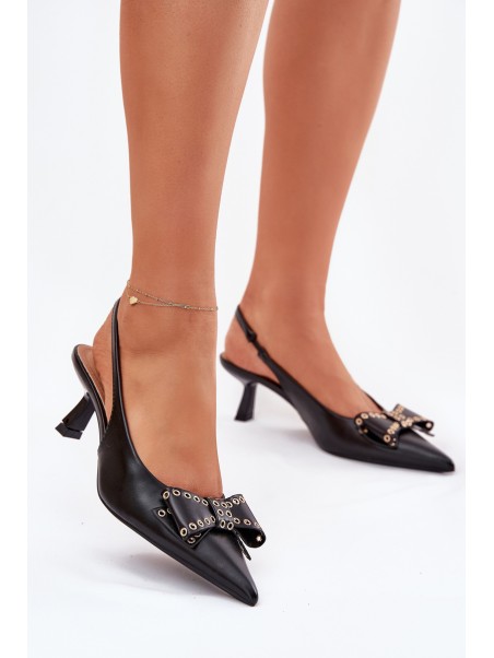 High Heels With Bow Black Folesca