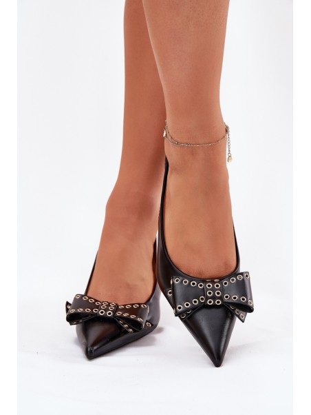 High Heels With Bow Black Folesca