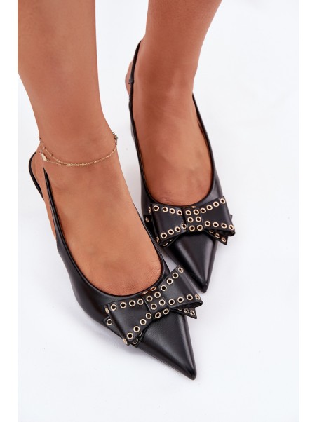 High Heels With Bow Black Folesca