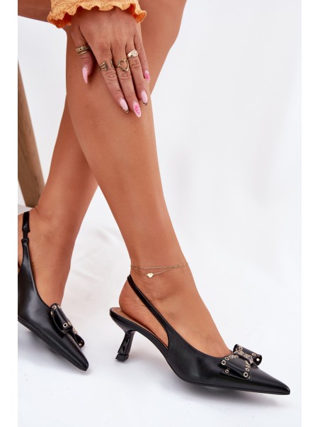 High Heels With Bow Black Folesca