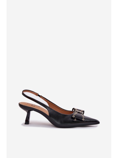 High Heels With Bow Black Folesca