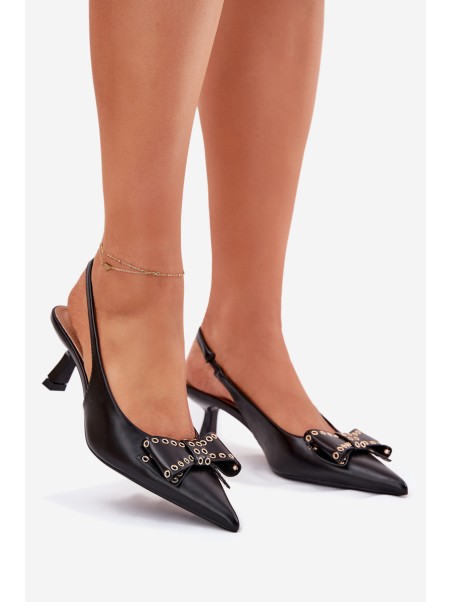 High Heels With Bow Black Folesca
