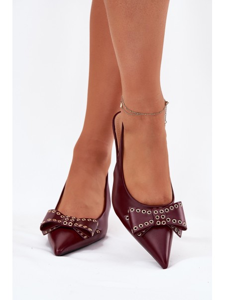 Stiletto Heels With Bow Burgundy Folesca