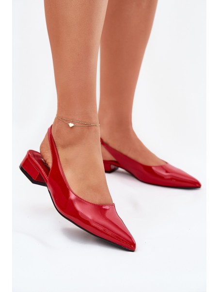 Lacquered Ballerinas On Low Heel Red Testori