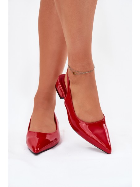 Lacquered Ballerinas On Low Heel Red Testori
