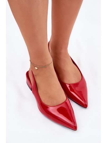 Lacquered Ballerinas On Low Heel Red Testori