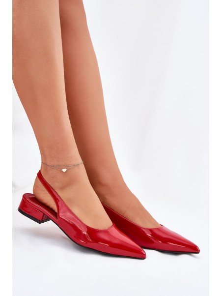 Lacquered Ballerinas On Low Heel Red Testori