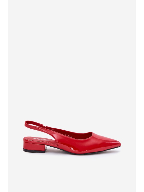 Lacquered Ballerinas On Low Heel Red Testori