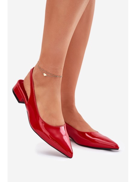 Lacquered Ballerinas On Low Heel Red Testori